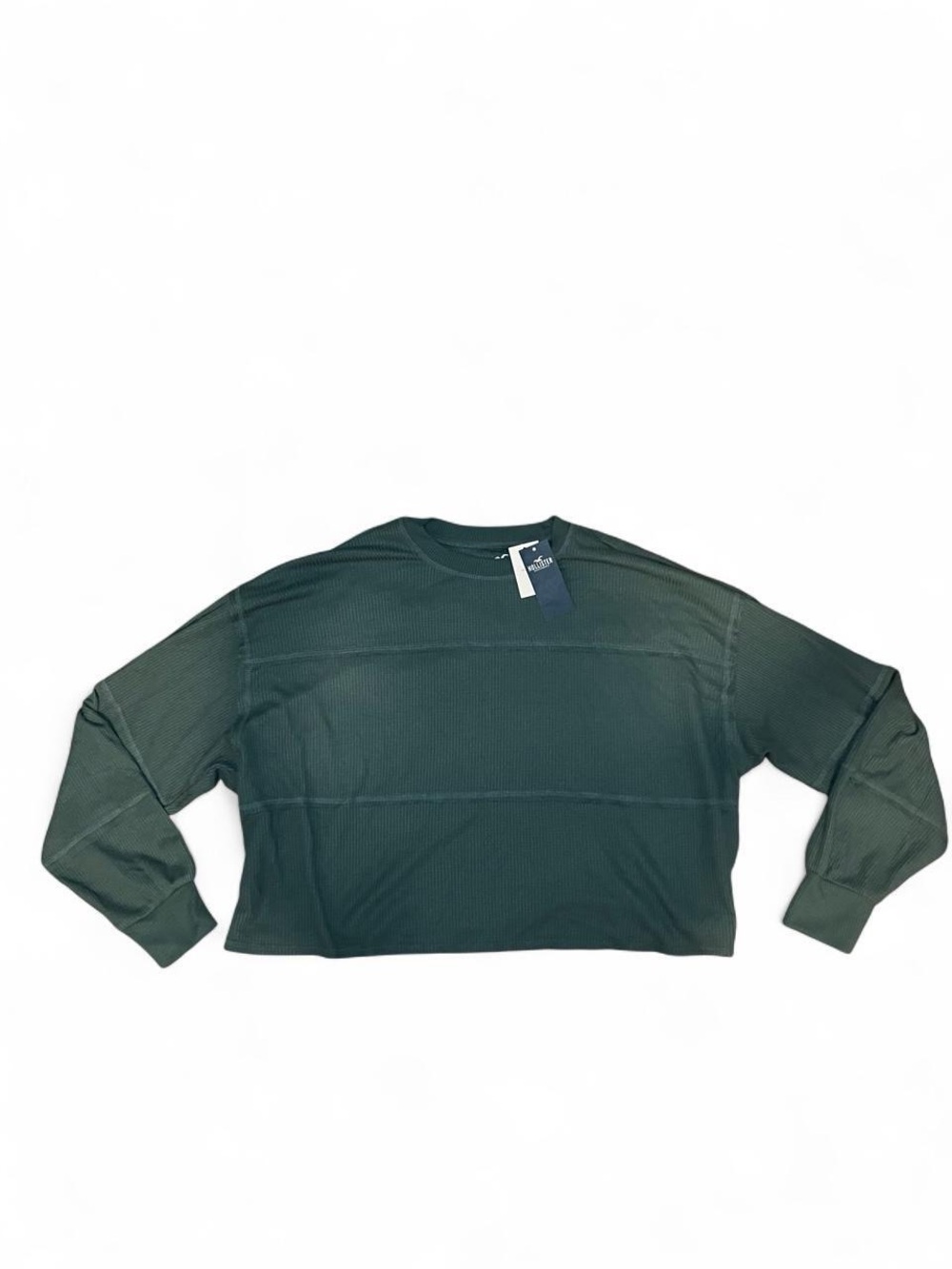 Hollister Forest Green Waffle-Knit Long Sleeve Tee